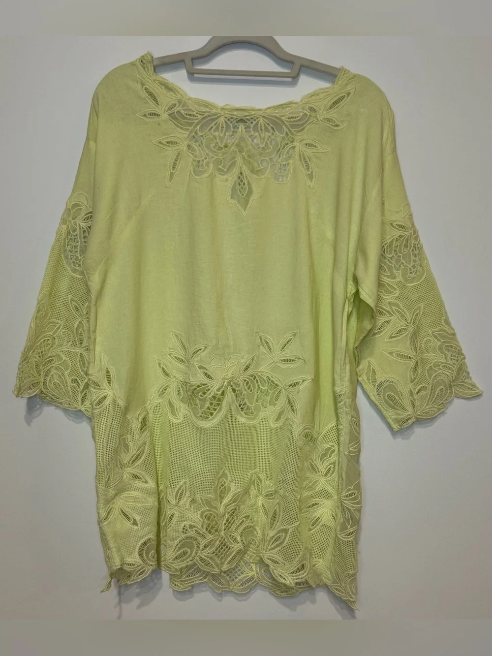 NEW Celandine/Anthropologie Long-Sleeve Crochet Lace Cover-Up Mini Dress Size XL